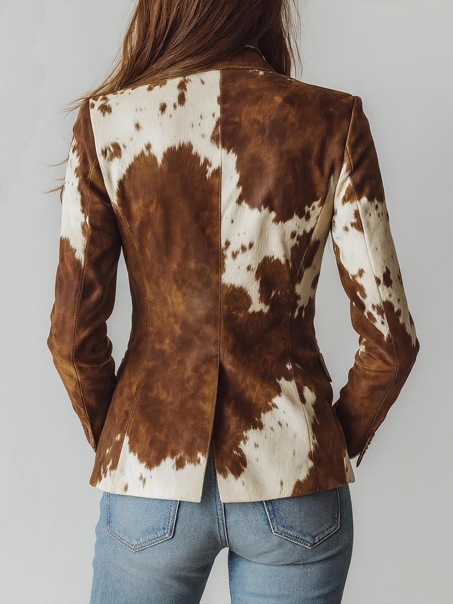 Blazer vintage con estampado de vaca
