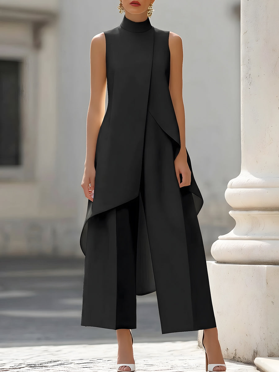 Conjunto de cuello alto y pantalón palazzo