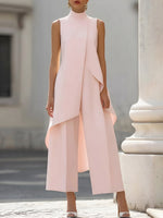 Conjunto de cuello alto y pantalón palazzo