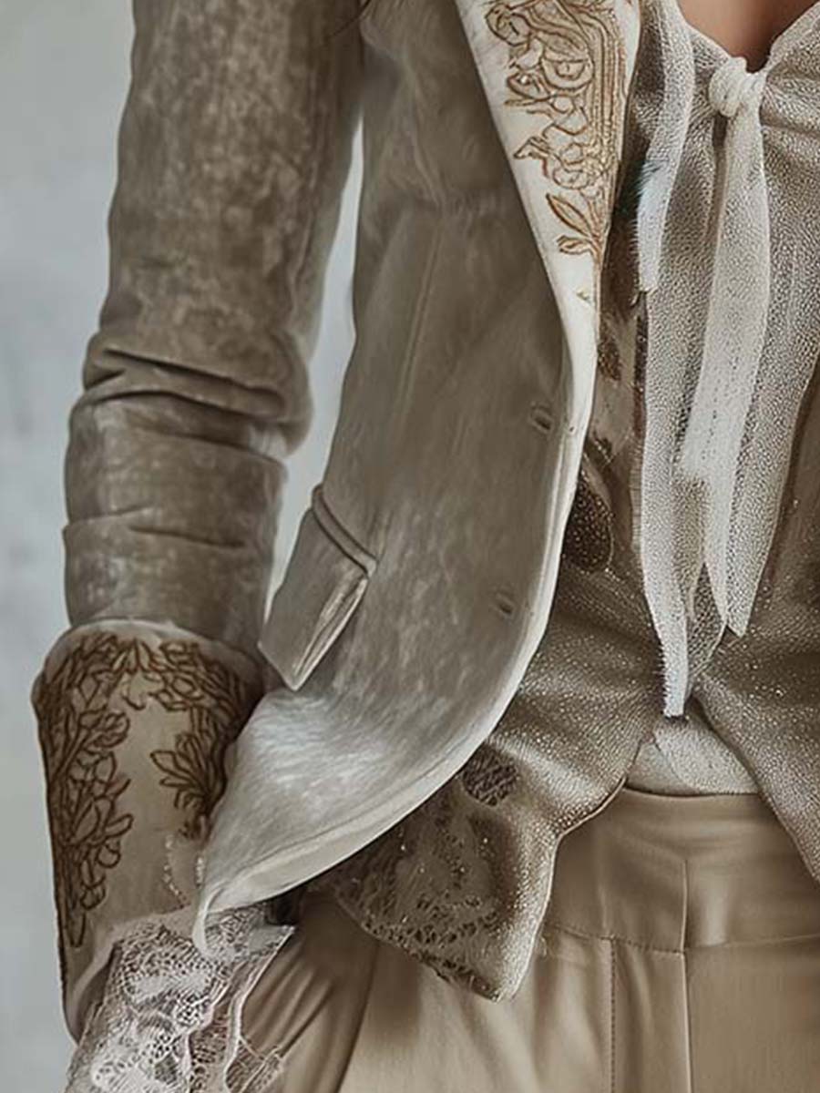 Blazer de sastre marfil bordado