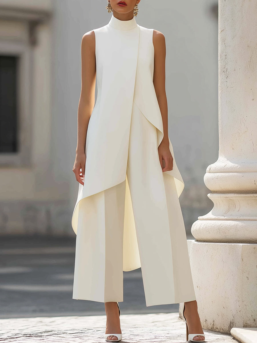 Conjunto de cuello alto y pantalón palazzo
