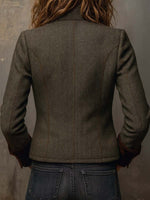Blazer vintage de espiga con ribetes en contraste