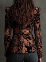Blazer de sastre floral en negro y bronce