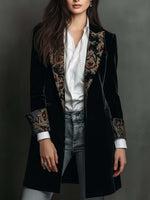 Blazer entallado con estampado barroco negro