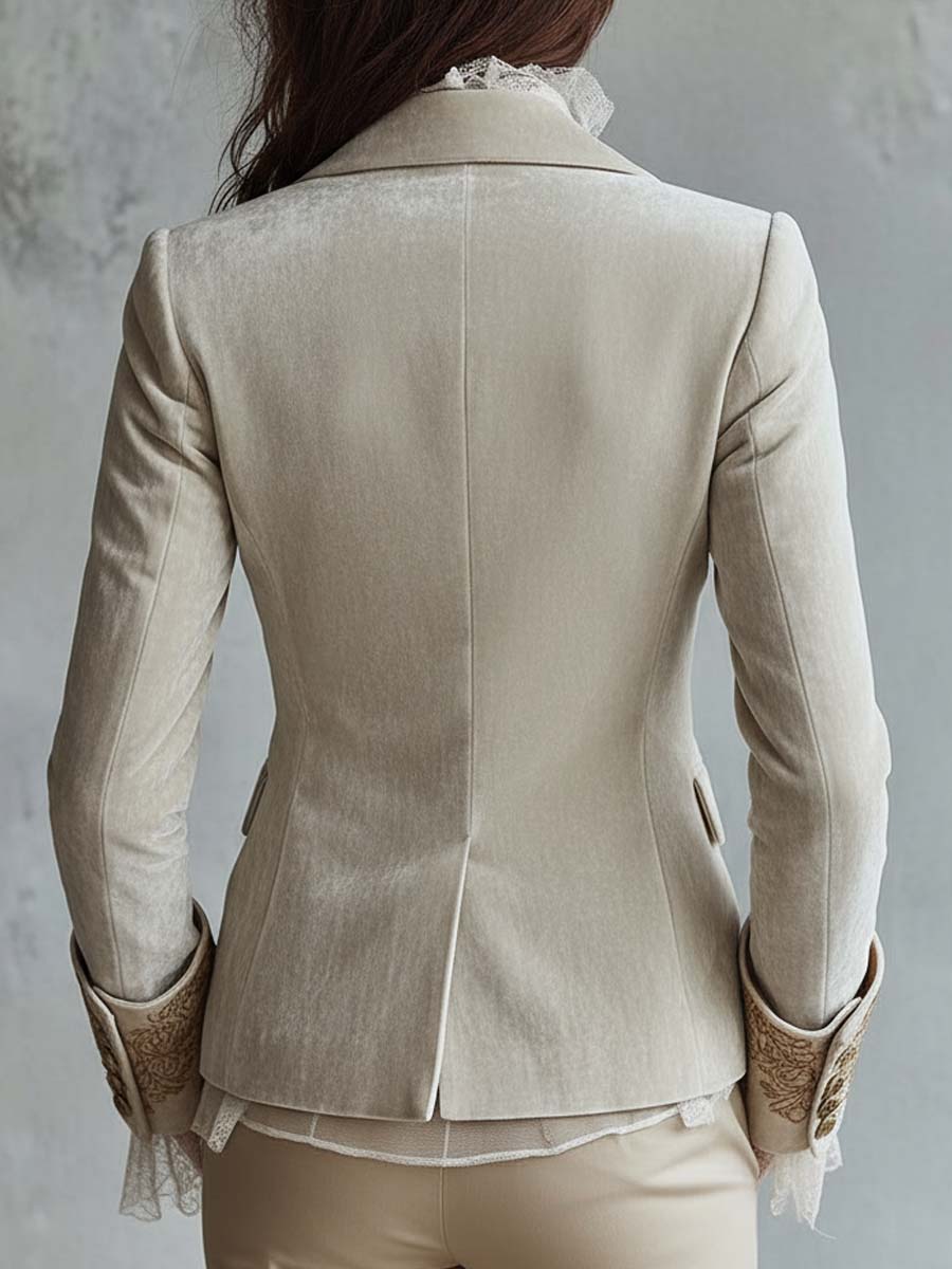 Blazer de sastre marfil bordado