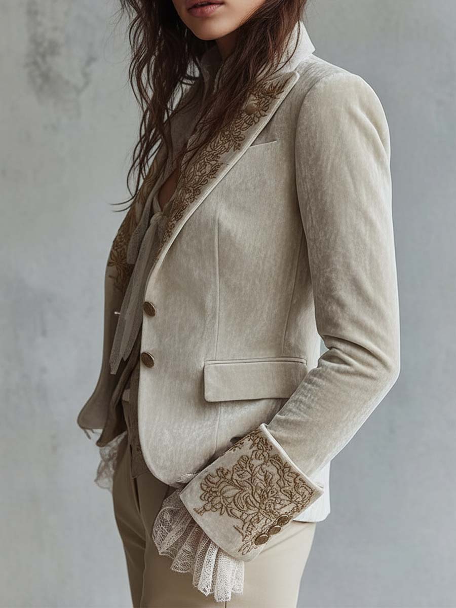 Blazer de sastre marfil bordado