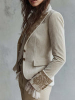 Blazer de sastre marfil bordado