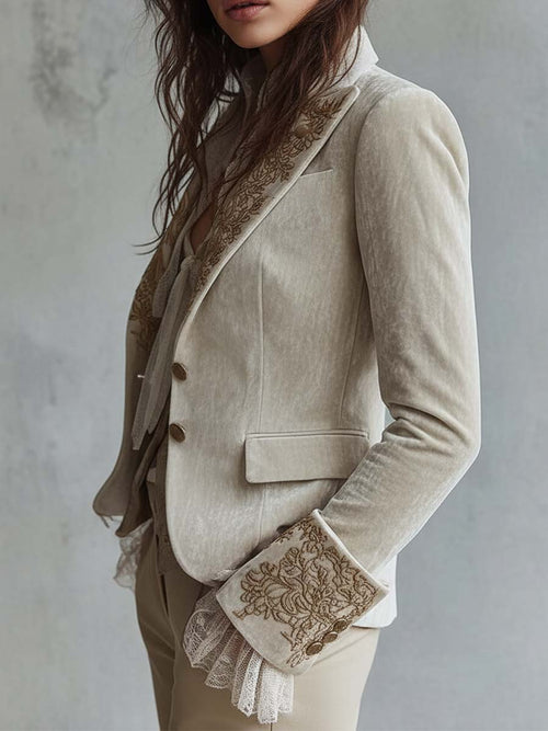 Blazer de sastre marfil bordado
