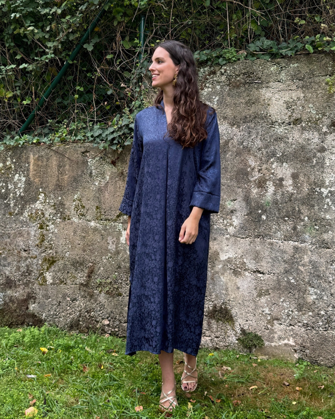 Vestido midi fluido azul