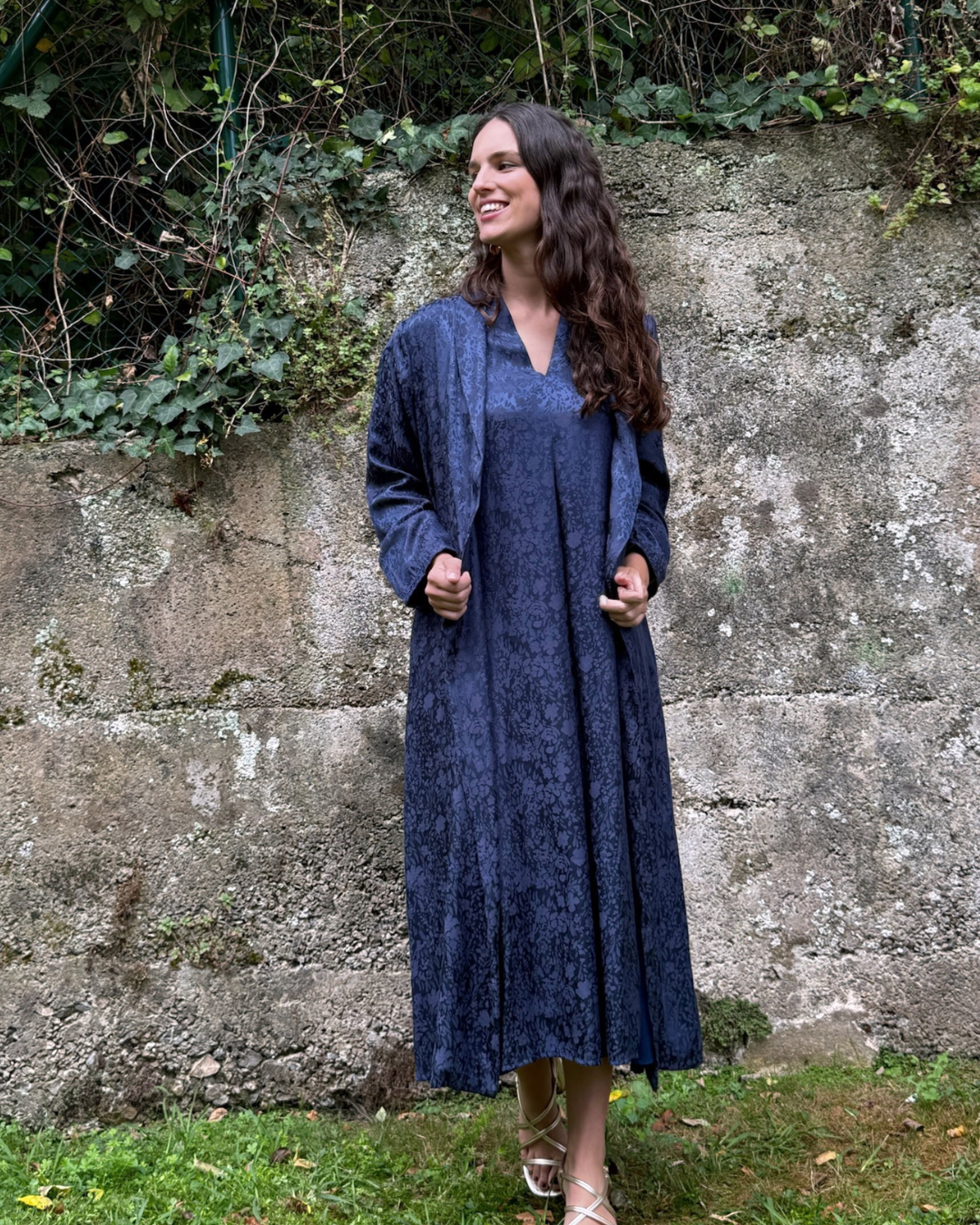 Vestido midi fluido azul