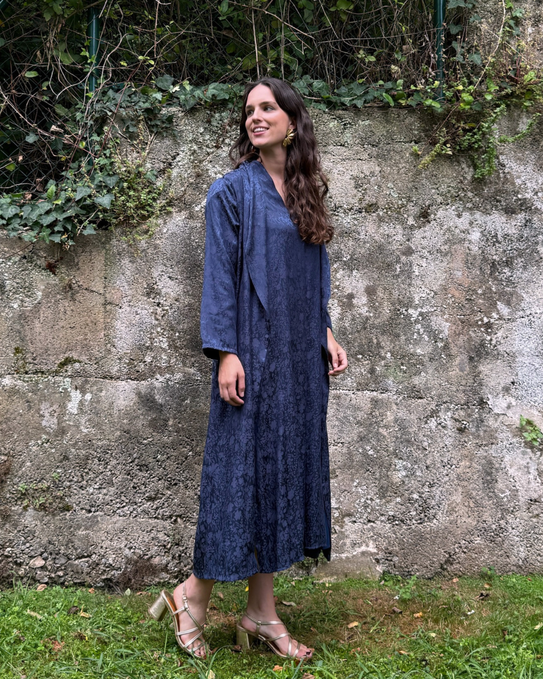 Vestido midi fluido azul