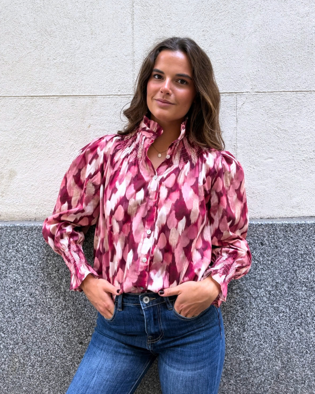 Blusa estampada holgada rosa