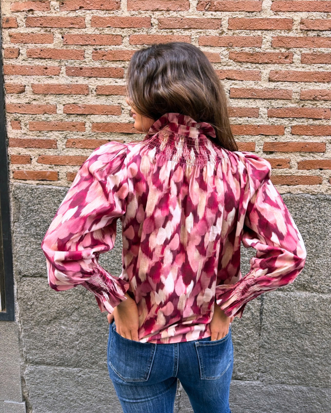 Blusa estampada holgada rosa