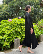 Vestido largo amplio negro (Talla grande)