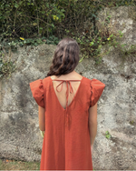 Vestido largo recto teja