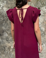 Vestido largo recto burdeos