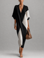 Nuria · Vestido midi bicolor blanco y negro
