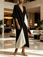 Vestido midi en ébano y marfil