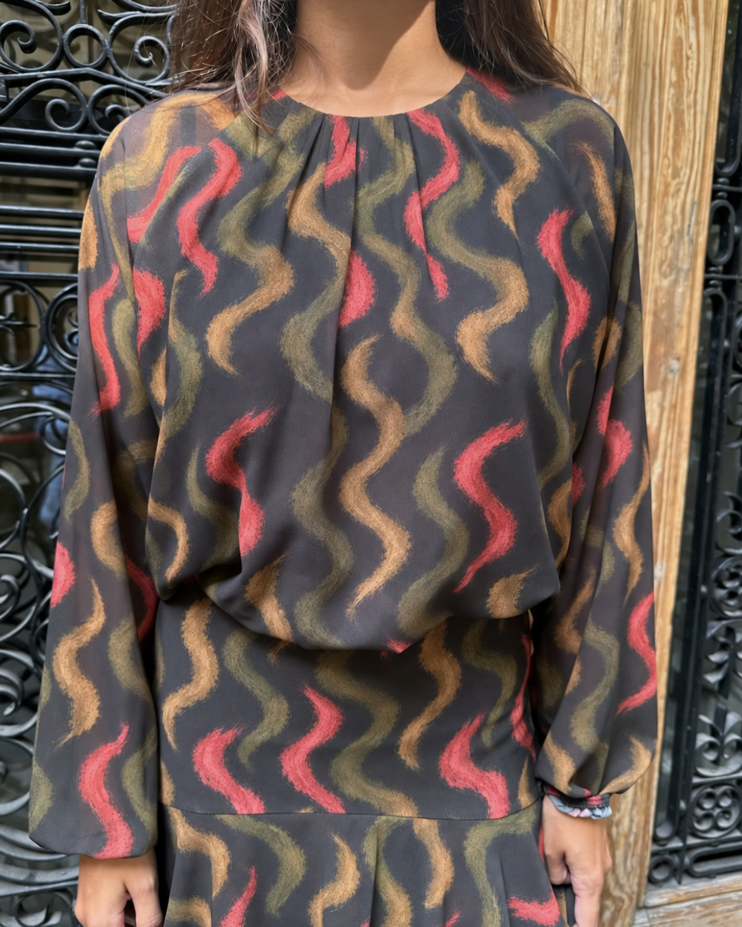 Blusa de gasa estampada