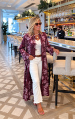 Kimono midi estampado burdeos