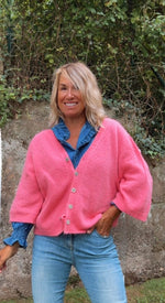Chaqueta de punto rosa