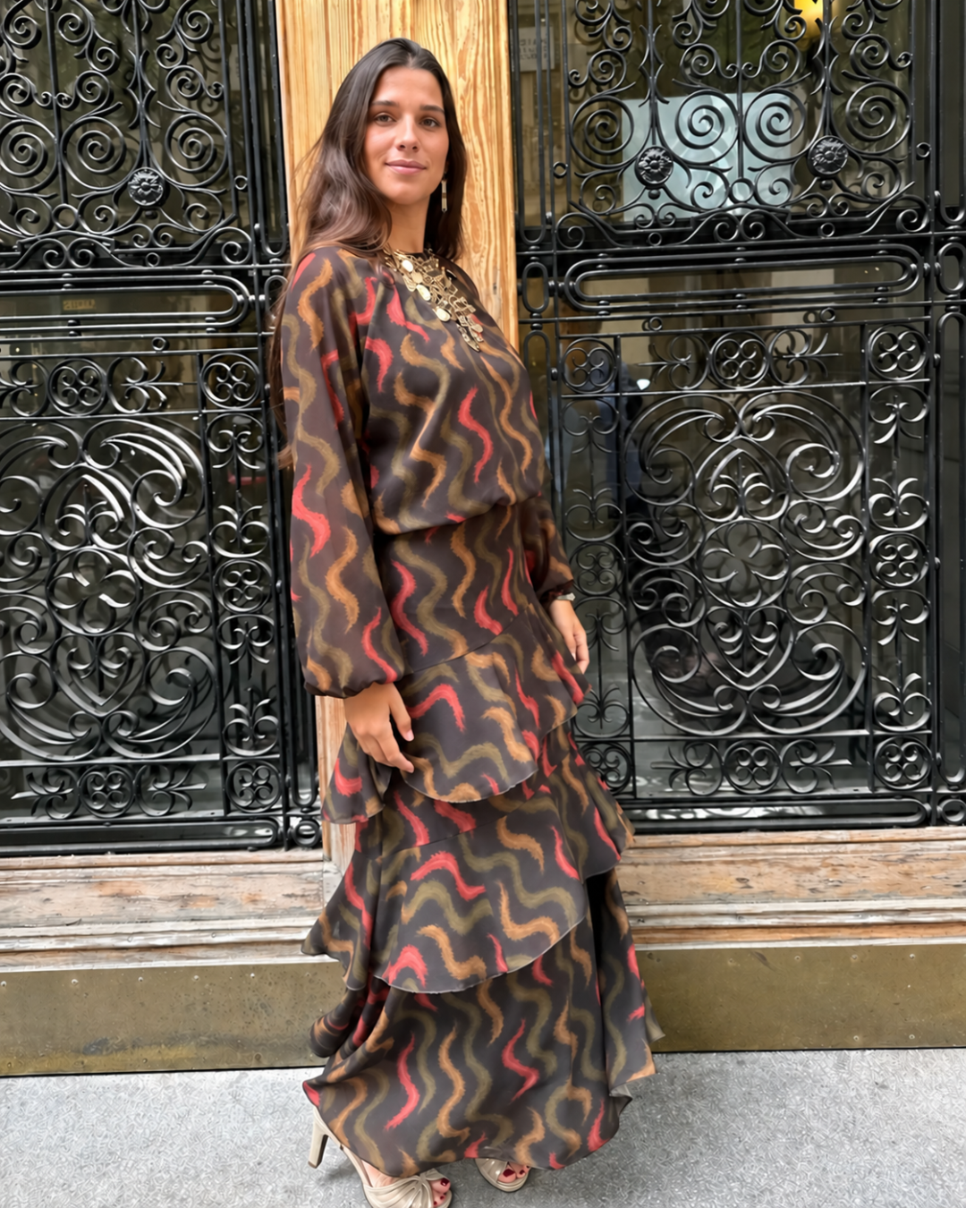 Blusa de gasa estampada