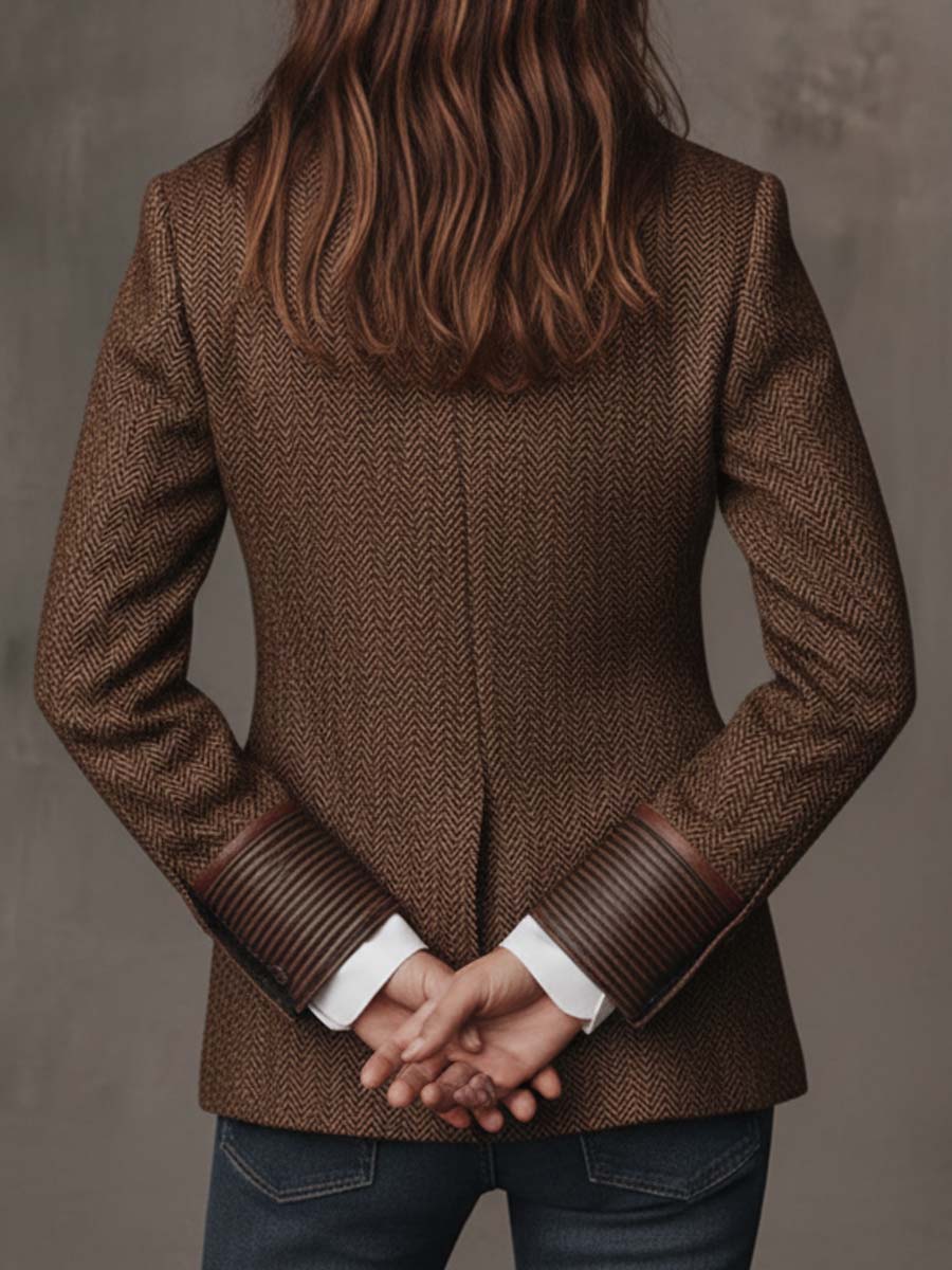 Blazer con canesú y estampado de espiga