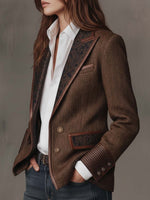 Blazer con canesú y estampado de espiga