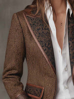 Blazer con canesú y estampado de espiga