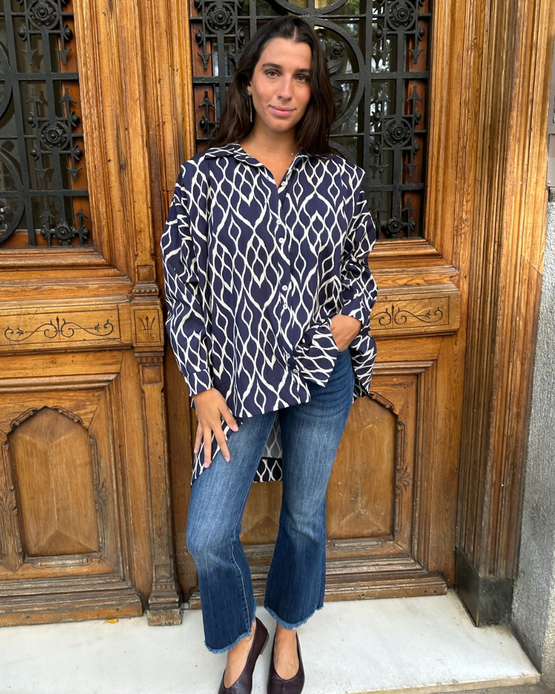 Camisa oversize asimétrica marino