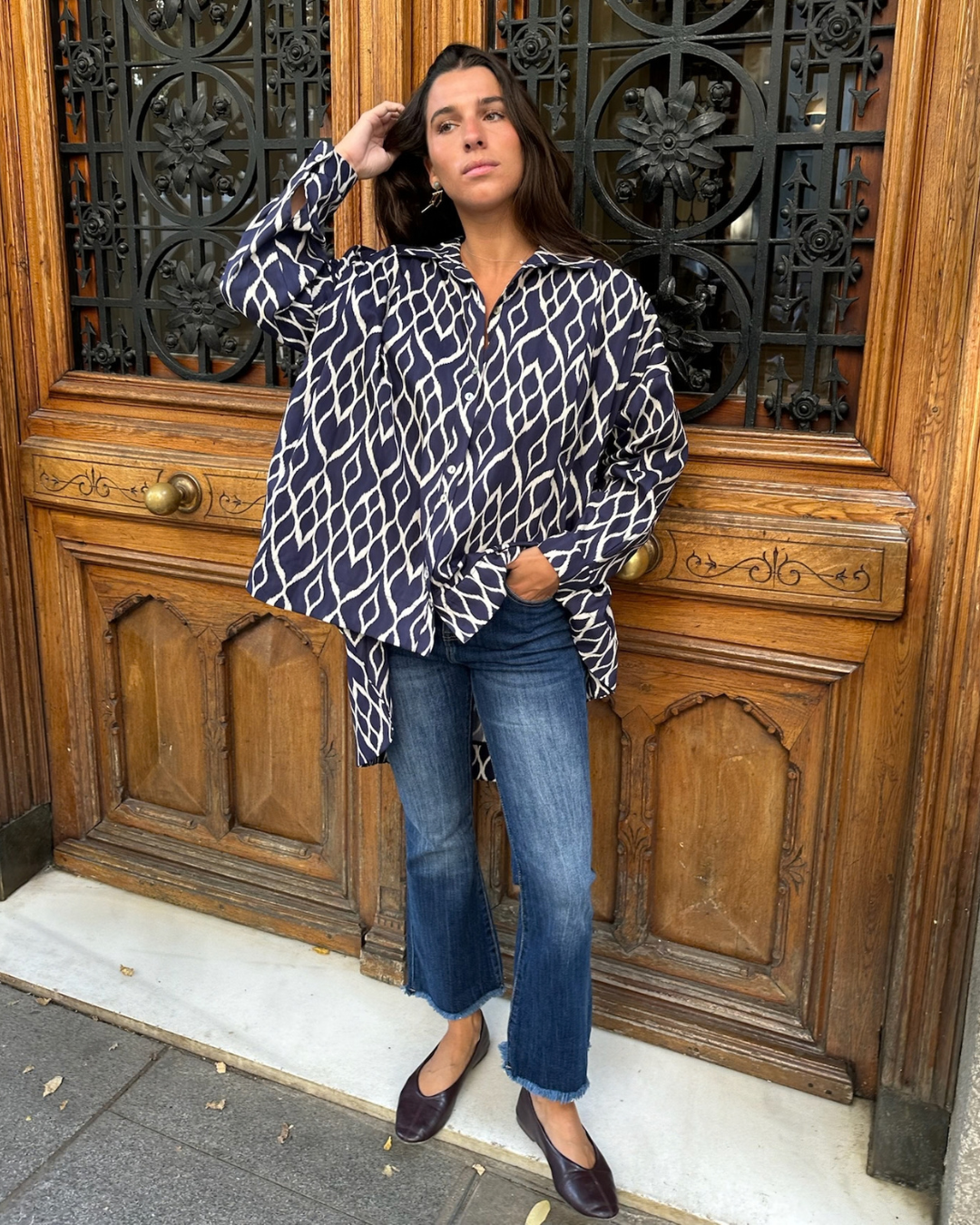 Camisa oversize asimétrica marino
