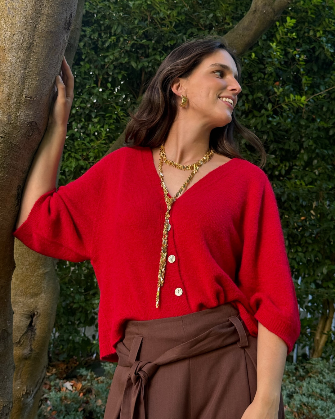 Chaqueta de punto roja