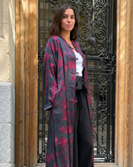 Kimono midi estampado negro