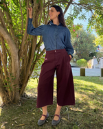 Pantalón tobillero berenjena