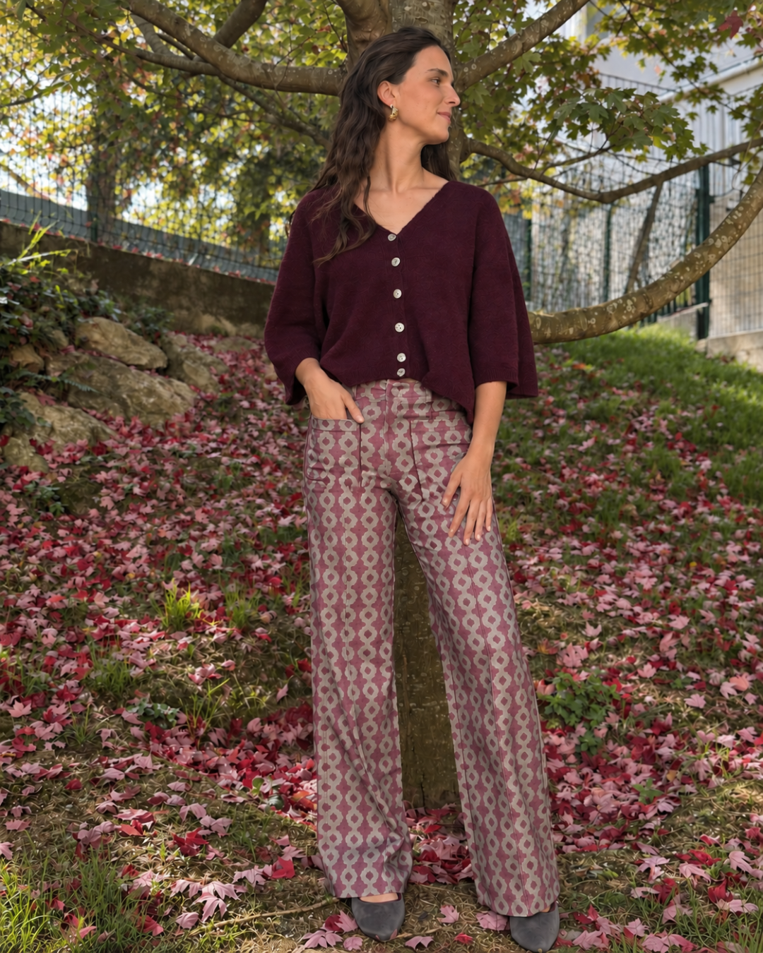 Pantalón ancho estampado