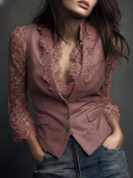 Top blazer con mangas semitransparentes
