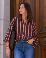 Camisa amplia de manga kimono burdeos