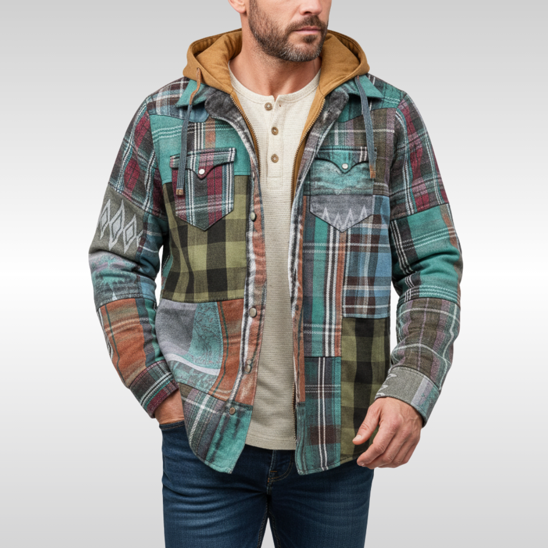 CHAQUETA DE CUADROS CON CAPUCHA