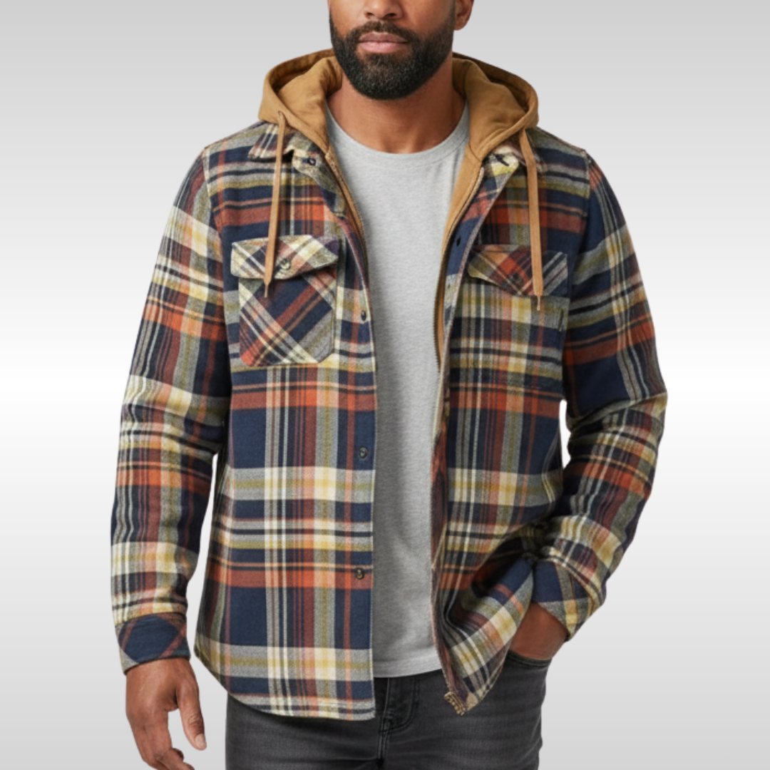 CHAQUETA DE CUADROS CON CAPUCHA