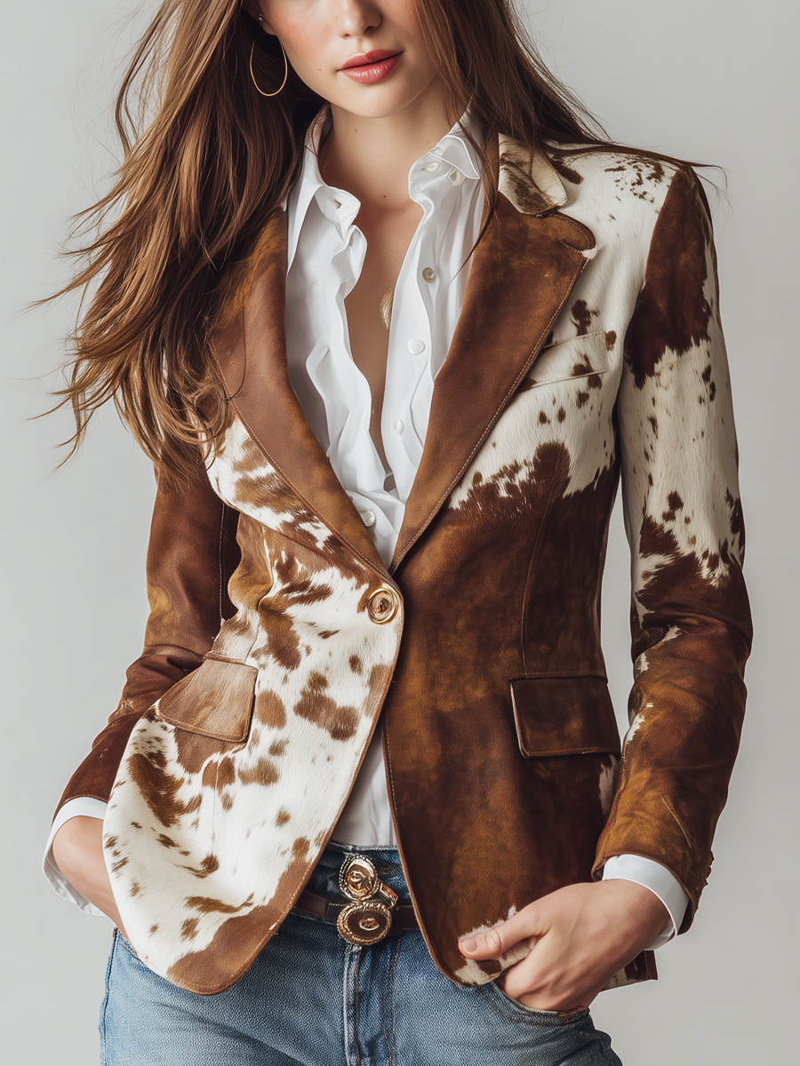 Ágata · Blazer vintage de estampado vaca