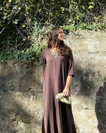 Vestido caftán midi chocolate