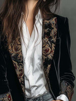 Blazer entallado con estampado barroco negro