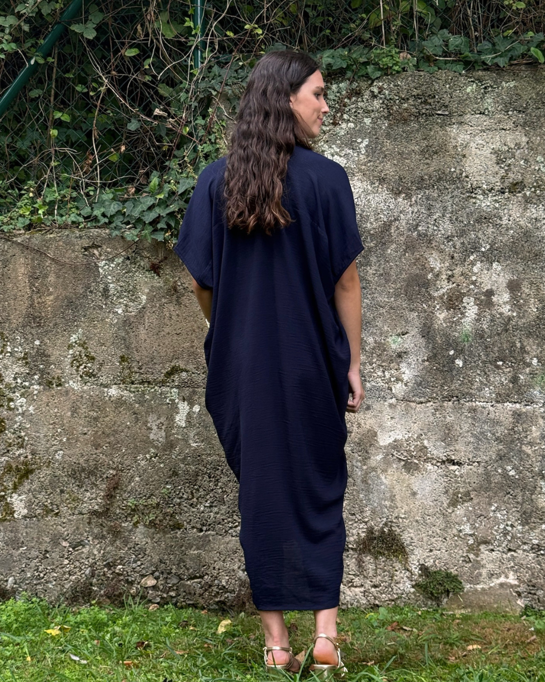 Vestido largo fluido marino