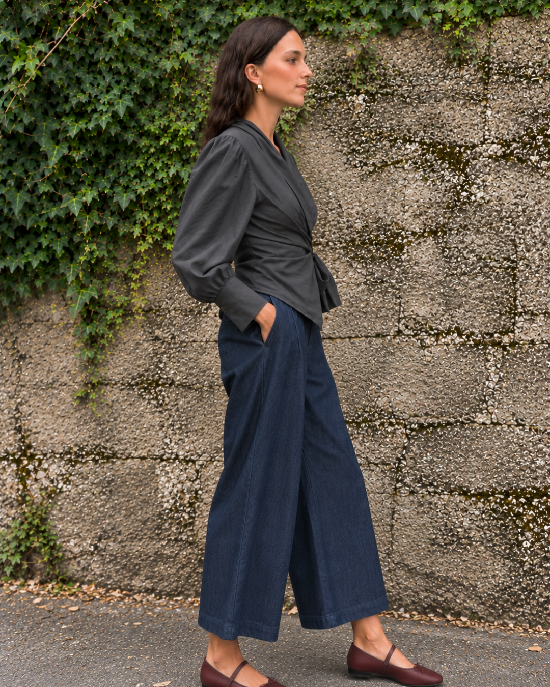 Blusa cruzada gris