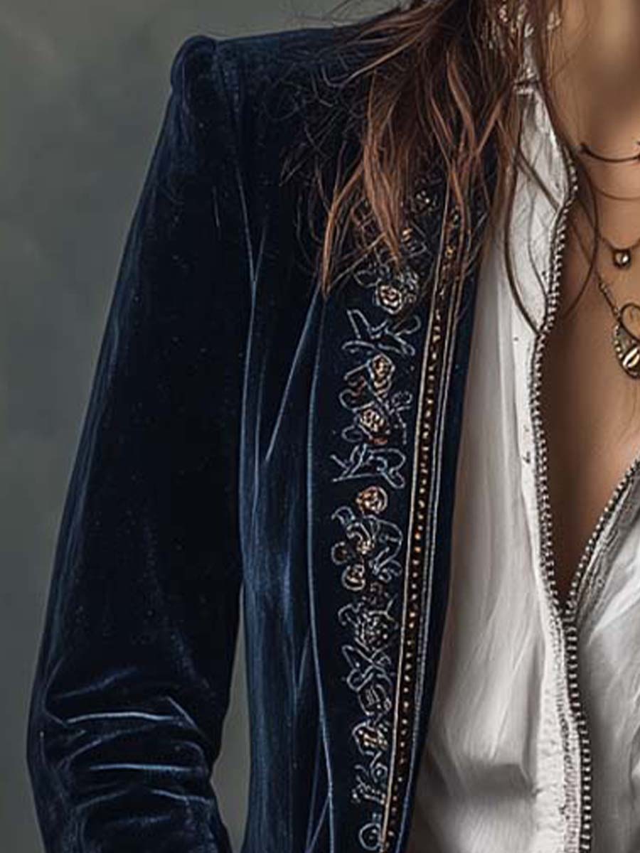 Chaqueta larga bordada vintage