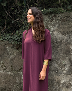 Vestido caftán midi burdeos