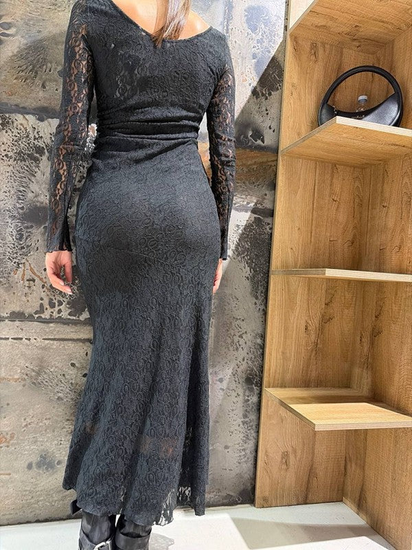 VESTIDO MIDI DE ENCAJE