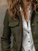 Blazer vintage de espiga con ribetes en contraste