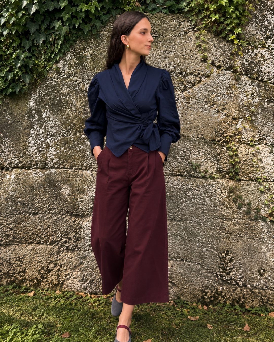 Blusa cruzada marino
