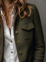 Blazer vintage de espiga con ribetes en contraste